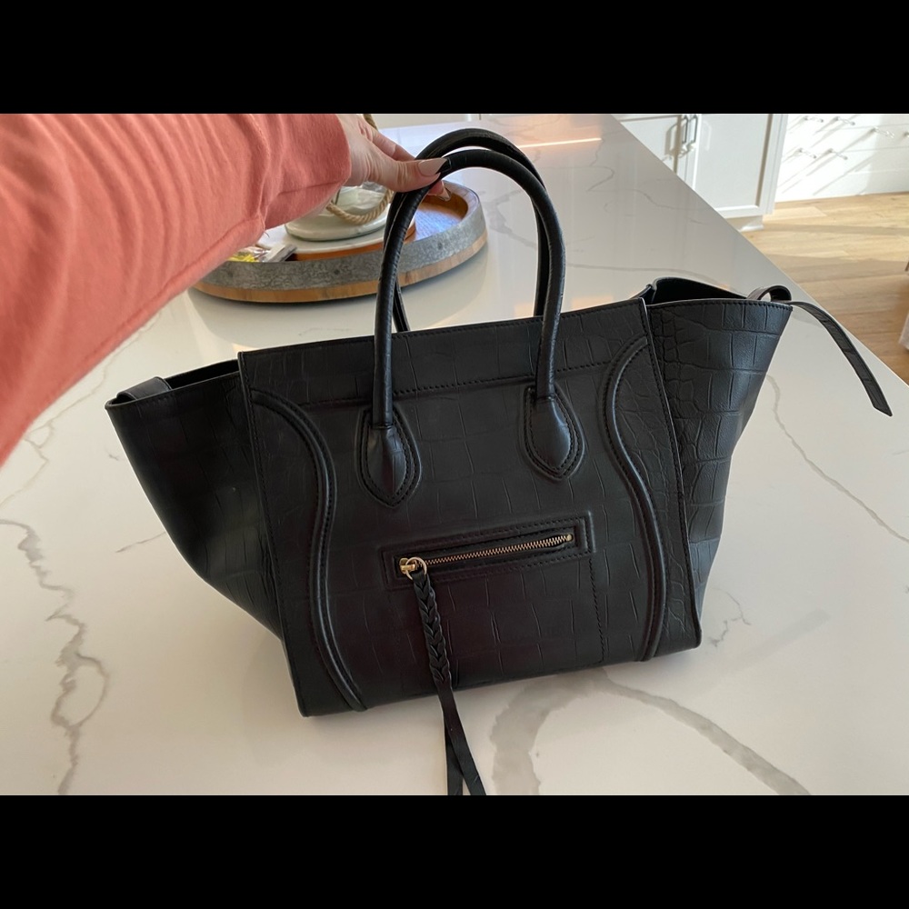 Celine phantom black croc embossed